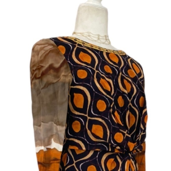 Anthropologie x Blank London Twist Front NWT Dress Long Sleeve Midi Batik Print - Picture 11 of 12